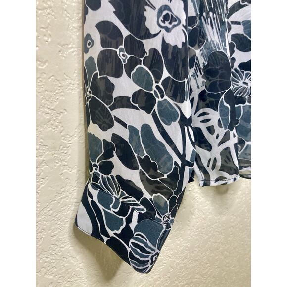 VTG Jordan Sheer Blouse Womens XL Floral Long Sleeve Button 90s Y2K Elegant - Picture 4 of 10